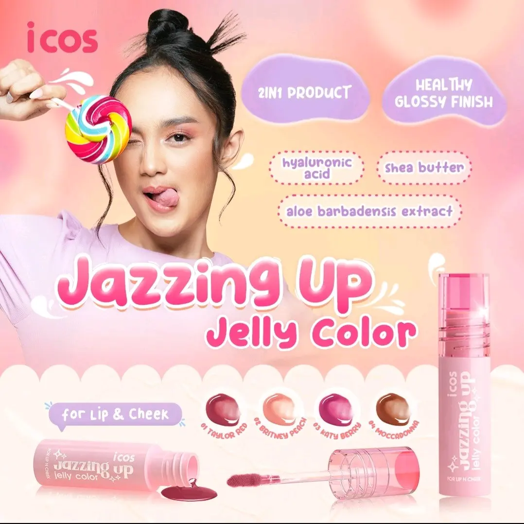 Icos Jazzing Up Jelly Color Lip & Cheek Liptint Gloss Lipstick