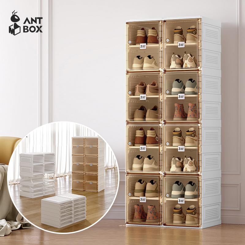 Hộp đựng giày, ANBOX, 2 hàng, 8-20 đôi, Hộp Sắp Xếp giày miễn phí Lắp Ráp Giá để giày gấp, có cửa trong suốt từ tính, Đa tầng, Thiết kế Tất Cả Trong Một, Chắc chắn
