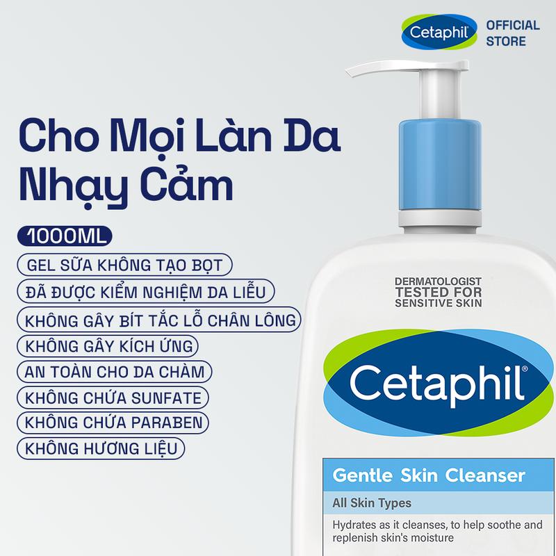 [Live] Sữa rửa mặt dịu lành cho da nhạy cảm CETAPHIL GENTLE SKIN CLEANSER 1000ML