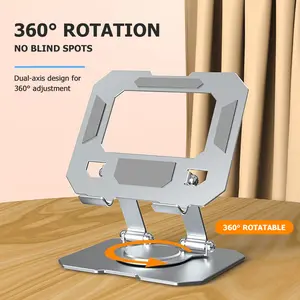 360° Dudukan Laptop & Tablet 360 derajat Rotation Tablet Stand for iPad, Adjustable Foldable Tablet Holder,Aluminum Lazy Desktop Mobile Phone Stand Mount