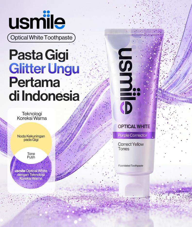 [Ultimate White Trio] usmile Pasta Gigi Optical White 100gr + Fresh White 110gr (Varian Random) + Repair White 100gr + Fresh White 30gr | Purple Whitening Tooth Paste | Menetralisir Noda Kuning Pada Gigi | Memutihkan & Mencerahkan