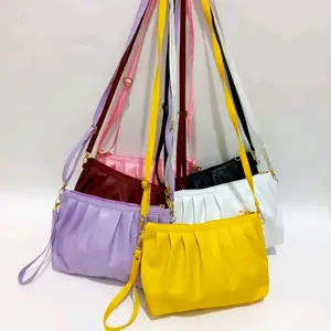 Tas Semi Dompet Rempel Wanita Terbaru Tas Selempang Flemi Kerut Fashion Korea Queen Clutch