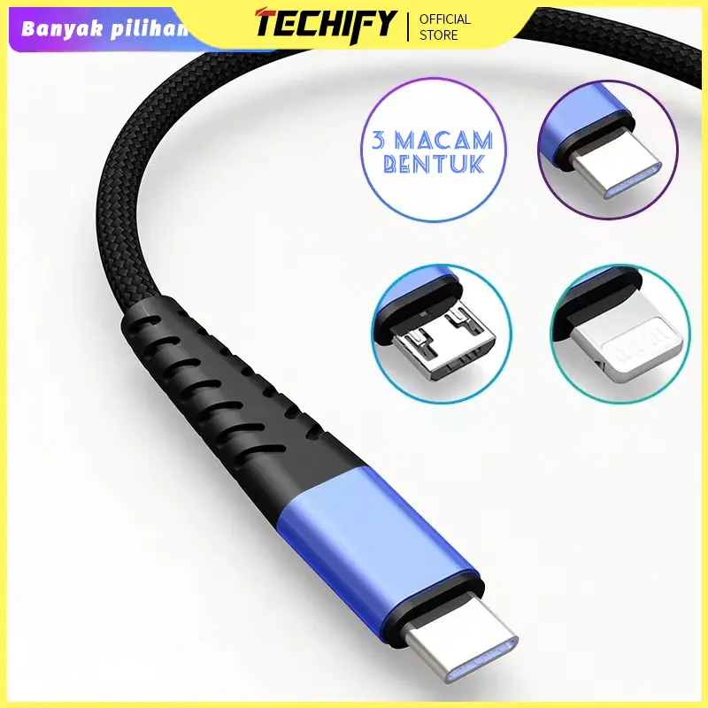 Kabel Pengisian Cepat 120W dengan Panjang 3.0A Kabel data Fast Charging USB Micro / USB Type C 1M Kabel Pengisi Daya untuk Samsung Xiaomi Vivo Oppo Huawei Quality Dikepang Kabel Data 0