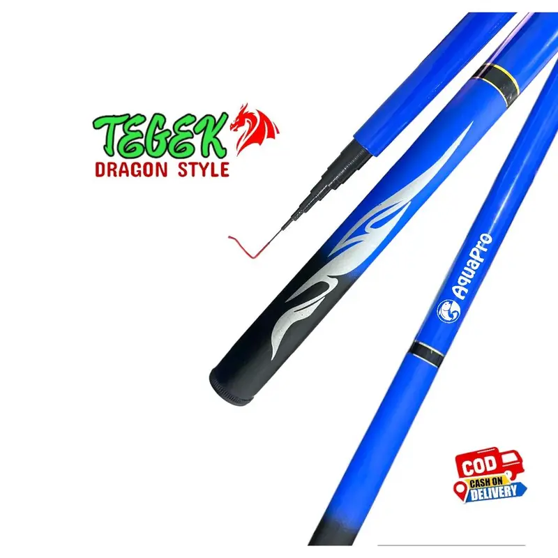 Aquapro Joran Tegek 1.8M-6.3M Kualitas Tinggi Super Ringan Serat Kaca Joran Pancing Portabel Teleskopik Joran Pancing Joran Tegek Alat tongkat Mancing Ikan 3