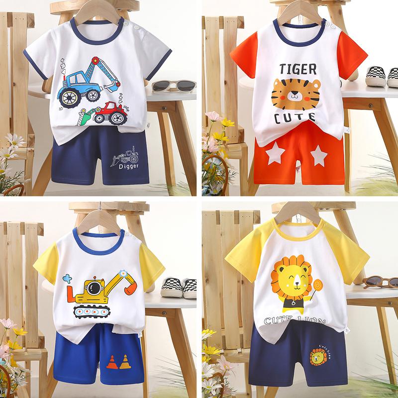 Product Introduction of (80-130cm) 0-6yrs Terno Short Sleeved Baby Kids Terno Set Outfit For Boy Girl T-Shirt Shorts Shirt Shorts Pattern Casual Pullover Children Suits Sando Sleeveless Nightwear Sleepwea R 23