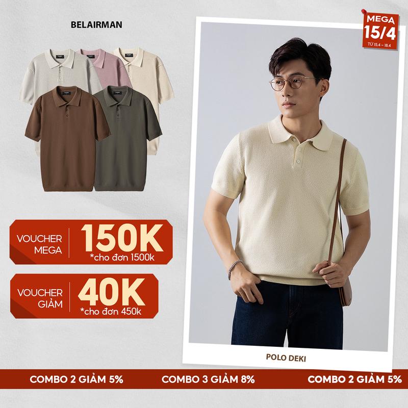 Áo polo dệt kim nam DEKI BELAIRMAN kiểu dáng classic thanh lịch, sang trọng - PLDK0098 Menswear Shirt