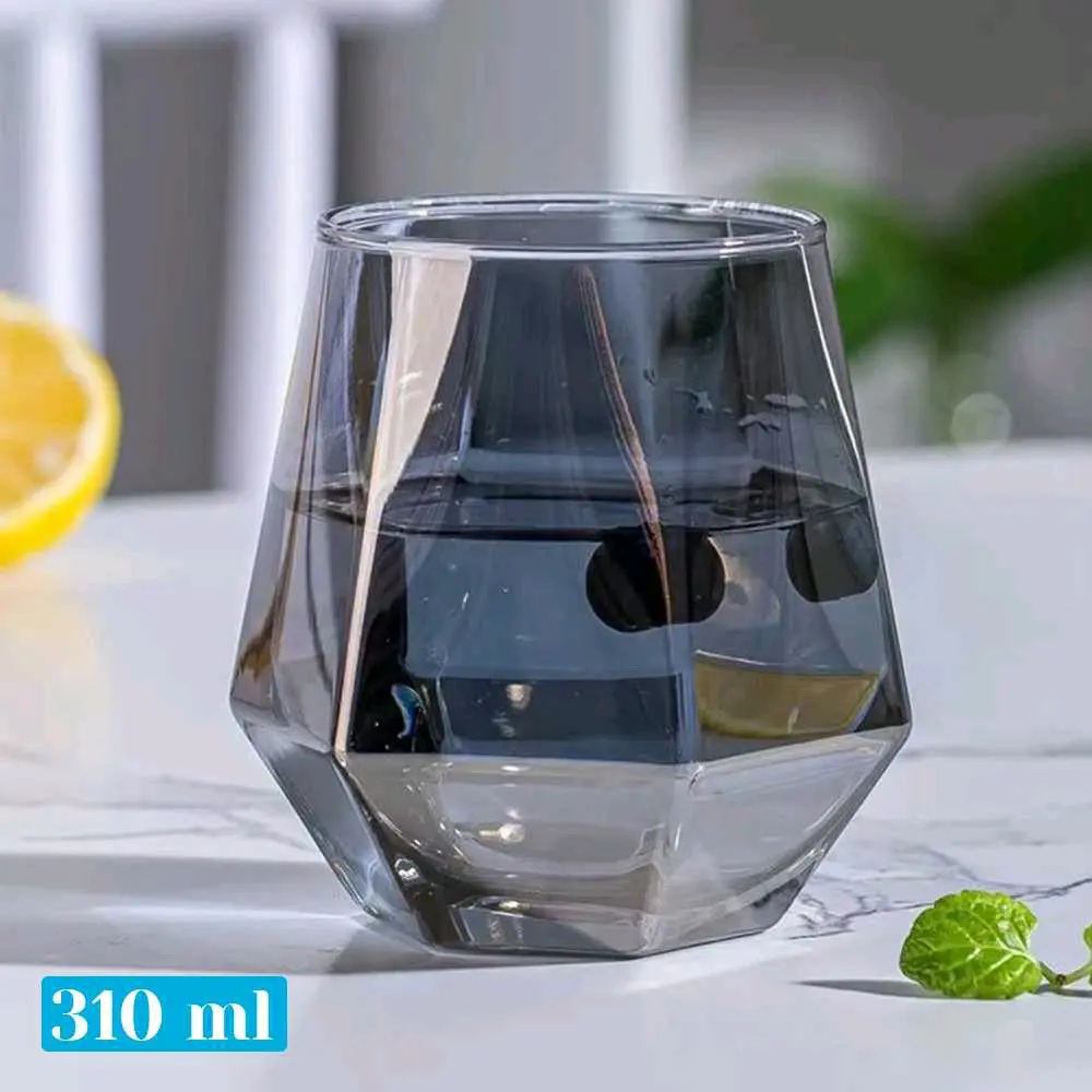 Gelas Cangkir Minuman Teh Kopi Aesthetic Diamond Crystal Glass Cup Kaca Gold 310ml
