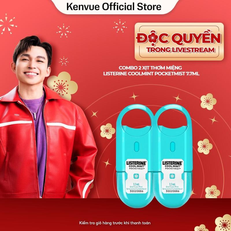  Combo 2 Xịt Thơm Miệng Listerine Coolmint Pocketmist 7.7ml 