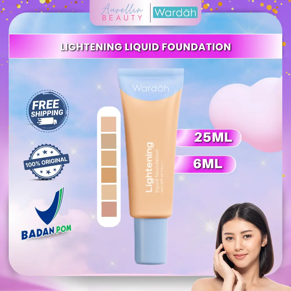 [BEST SELLER] Wardah Lightening Liquid Foundation 6ml – Foundation Ringan, Medium Coverage & Tahan Lama
