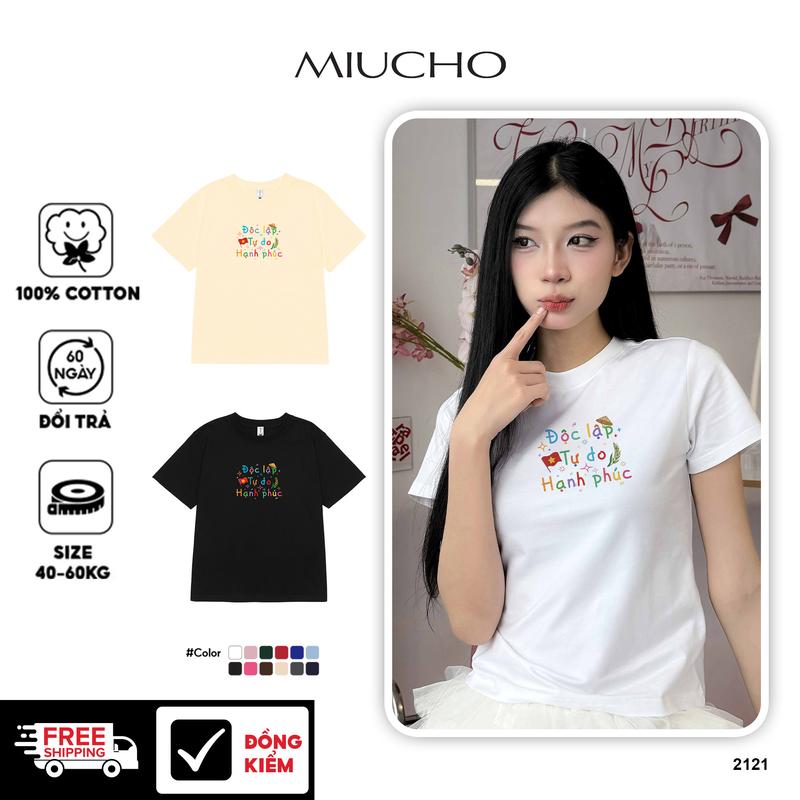 Áo baby tee ôm Việt Nam tôi yêu Miucho BST cổ tròn vải cotton 4c co giãn thoáng mát in mix
