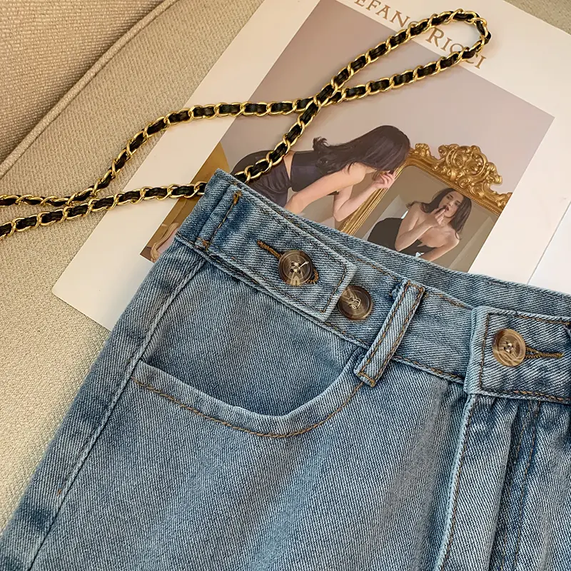 Rok Jeans Wanita Split Rok korean Rok A-Line Denim Rok Wanita 3
