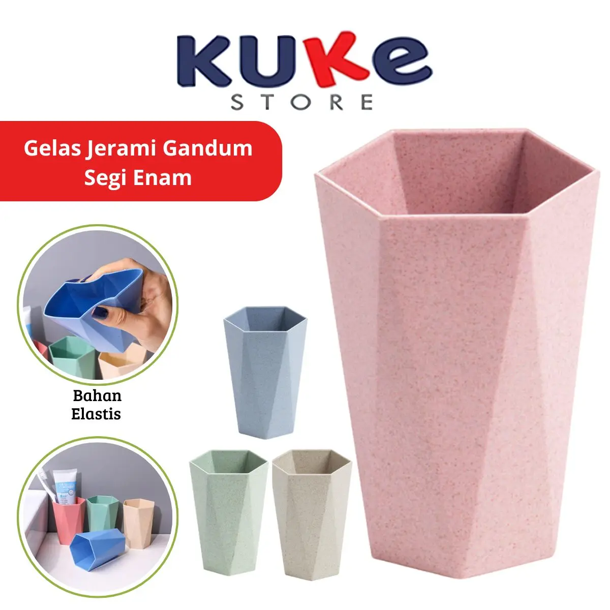 Gelas Tempat Sikat Gigi dan Kumur 2 Warna Cangkir Minum Wadah Odol