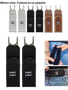 Paquete de 2 cinturones tácticos con gancho metálico elástico (unisex) — diseño invisible sin hebilla patentado | cinturón lateral suave y ajustable (negro, blanco y marrón)