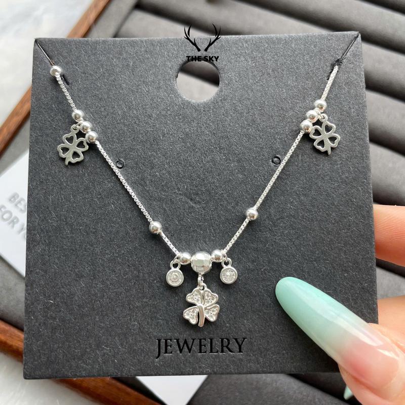 Vòng Chân Nữ The Sky Dáng Cỏ 4 Lá Đính Đá Xinh Xắn - Lắc Chân Thời Trang Hàn Quốc Có Thể Điều Chỉnh Size