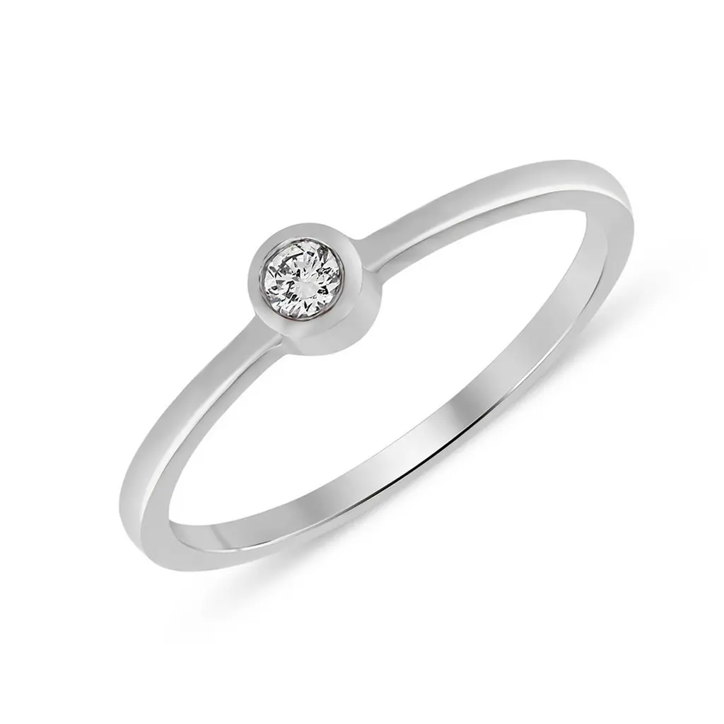 Michael Trio Brushed Idyllic Mini-Diamond Dainty Ring in 14K White Gold