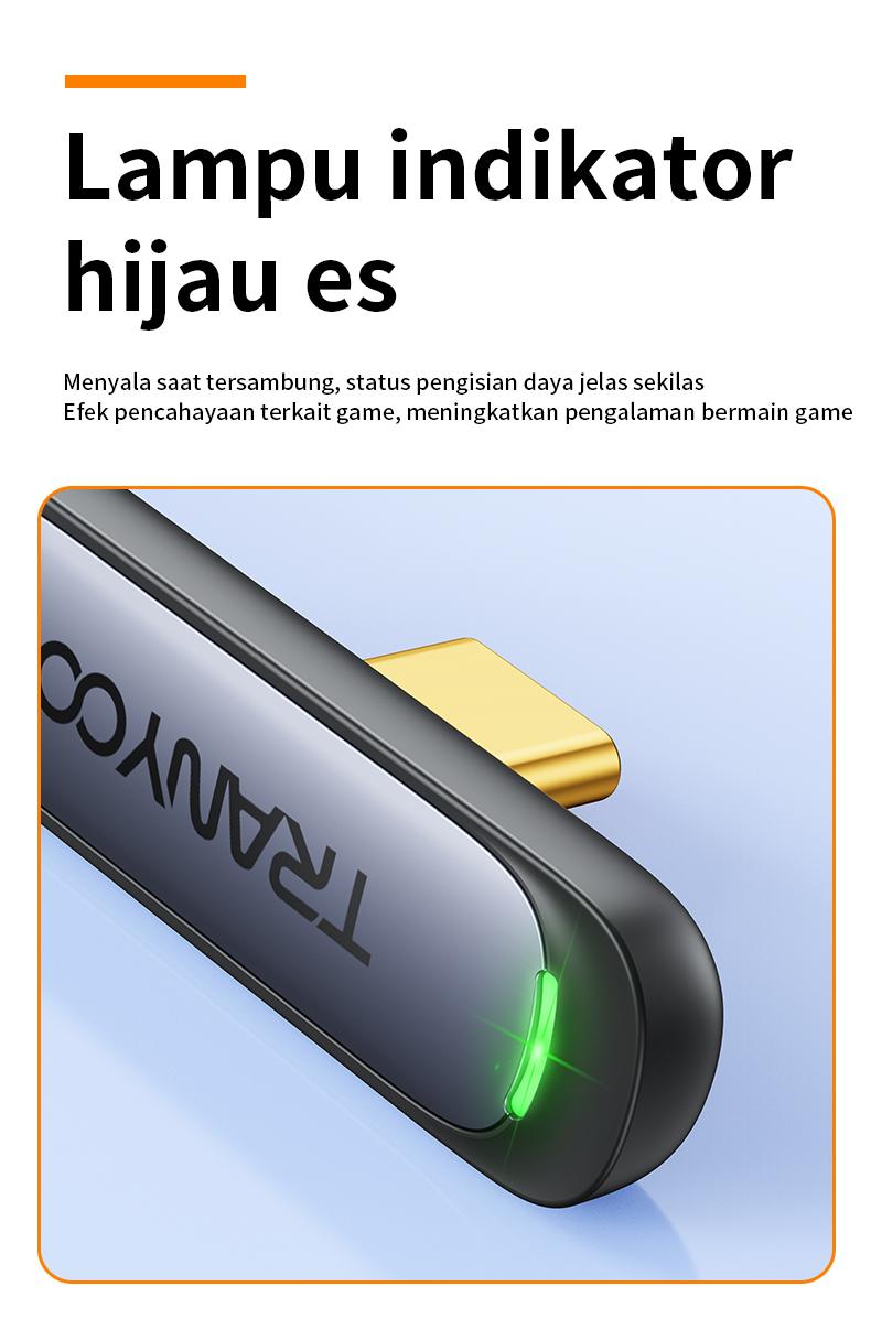 TRANYOO Kabel Data 65W Type-C ke Type-C / 30W Lightning(iPhone), desain siku 90°, cocok untuk iPhone, Samsung, OPPO, VIVO, Xiaomi, POCO, realme, Infinix & Android. Konektor emas, panjang 1,2m, cocok untuk ponsel & tablet, model CC-3.