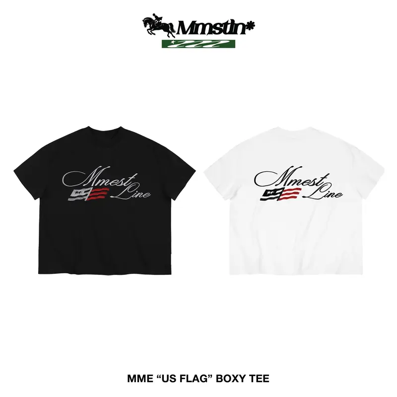 Áo thun MMESTLINE "USFLAG" form Boxy chất liệu Premium Cotton Thiêu Chữ Nổi 0