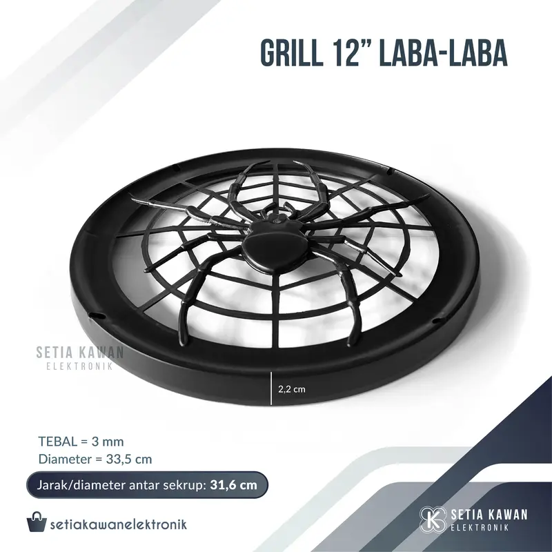 Grill Speaker Laba Laba 12" Plastik / Tutup Pelindung Box Salon Speaker 12 Inch Motif Laba Laba Hitam Original 1