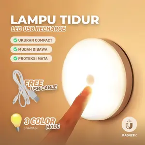 Lampu Samping Tempat Tidur LED USB | Lampu Tidur LED Rechargeable | Lampu Malam Tombol LED Magnet | Lampu Emergancy