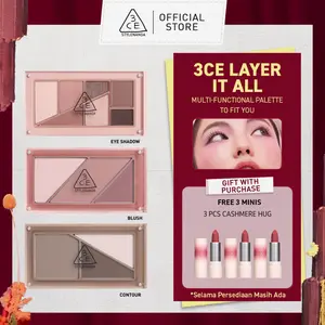 [BUY 1 GET 3 MINIS] 3CE Layer It All Palette - Personalized Eyeshadow Contour Blush Custom Stackable Magnetic DIY Portable Easy Use Matte Shimmer Color K Beauty Korean Makeup
