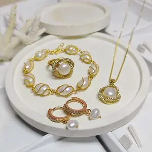 Set perhiasan mutiara air tawar asli lombok