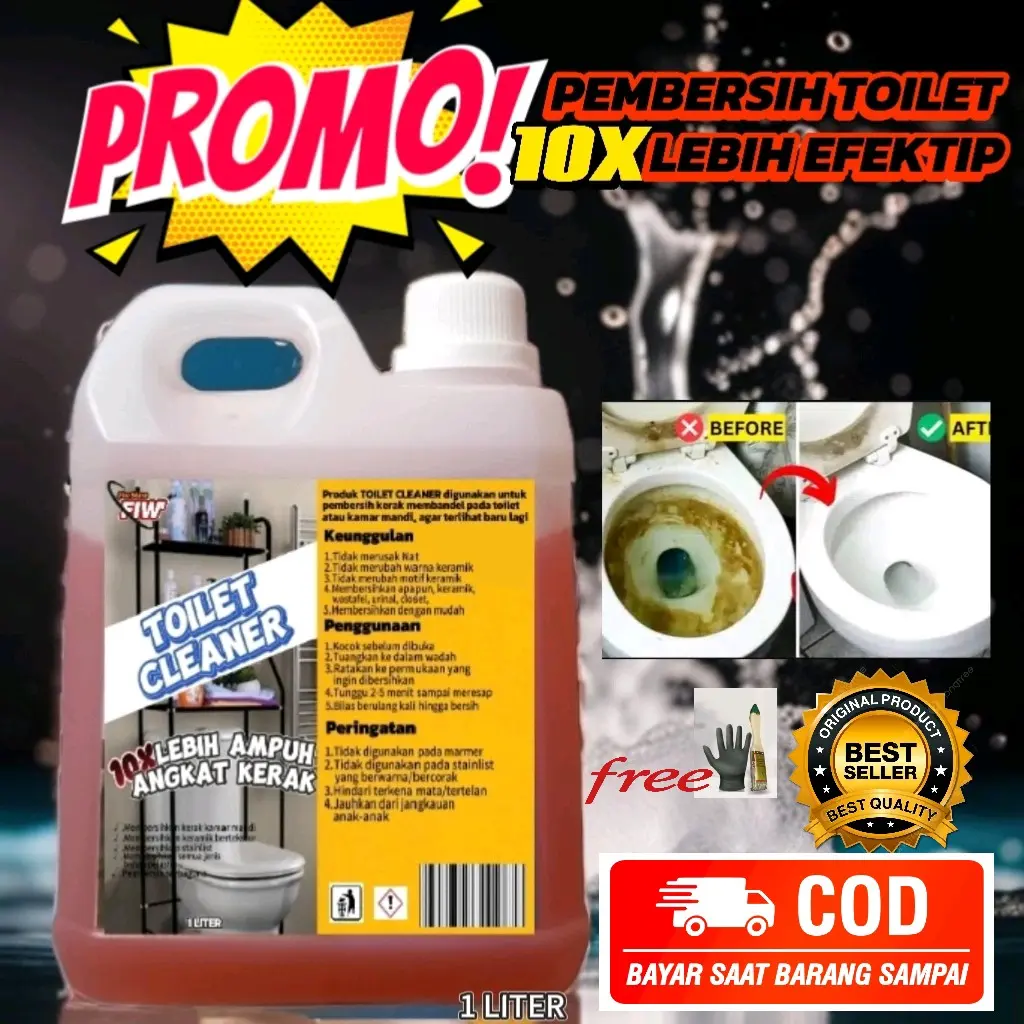 FIW CLEAN TOILET CLEANER,PEMBERSIH KERAK DAN NODA PADA SELURUH ITEM TOILET 1 LITER