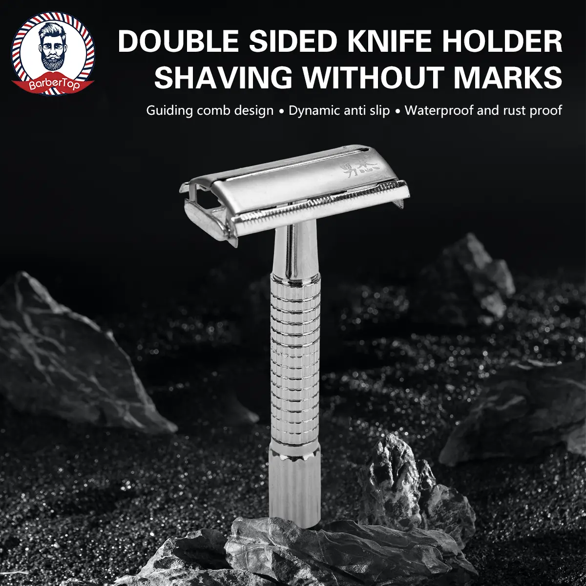 BarberTop Double Edge Safety Razors Men Shaving Butterfly Open Razor Black Handle Women Razors Reusable Manual Shaver Barbershop Tool