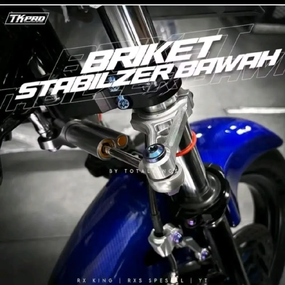 BREKET STABILIZER BAWAH RX KING CNC DURAL HITAM SILVER BY TK PRO Motorcycle