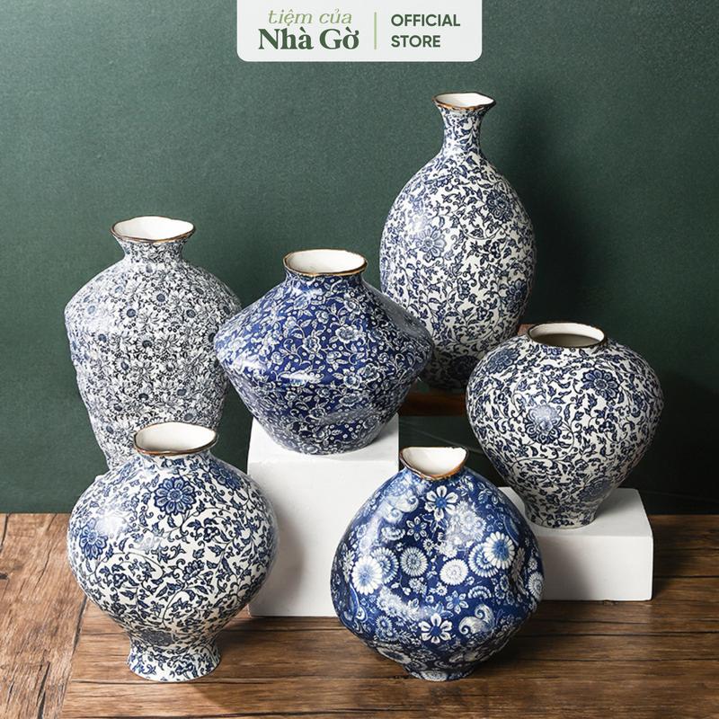 Bình Gốm Cắm Hoa Tết Nhà Gờ Lọ Hoa Trang Trí Decor Phòng Khách Sang Trọng BH25M1+Tặng Kèm Gói Dưỡng Hoa Tươi