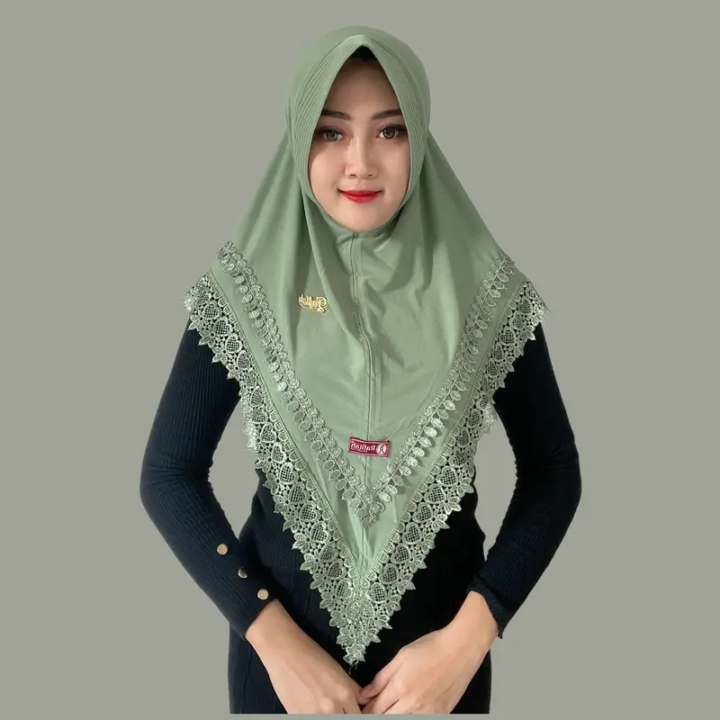 Indah Store - Hijab Instan Bergo Pet Jersey Doubel Renda Senada Valencia By Rafillah Busa Muslim 3