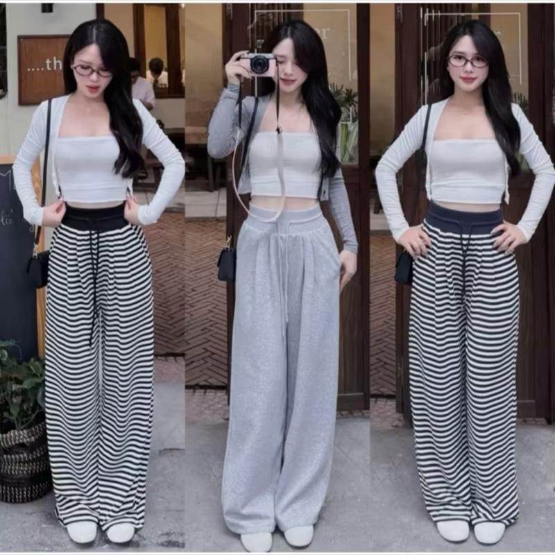 QD11 Quần ống suông lưng cao cạp chun chất nỉ hai da len QC cực hot XƯỞNG MAY NGỌC THẢO