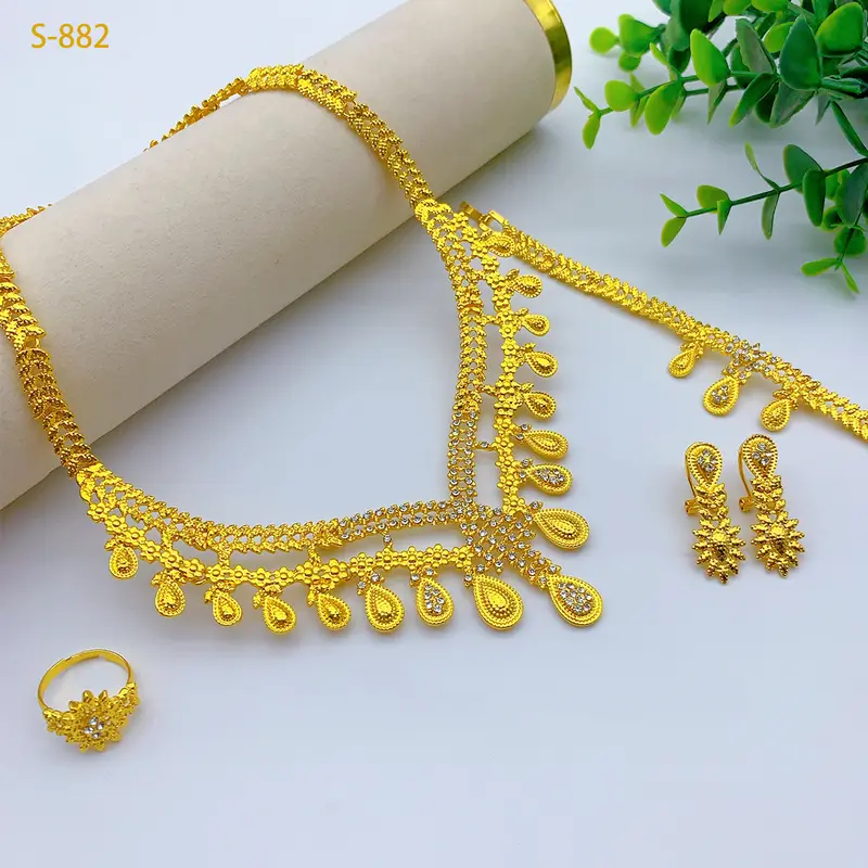 Bridal Jewelry Set Necklace Bracelet Earring Ring Dubai Jewelry Jewelry Set 5