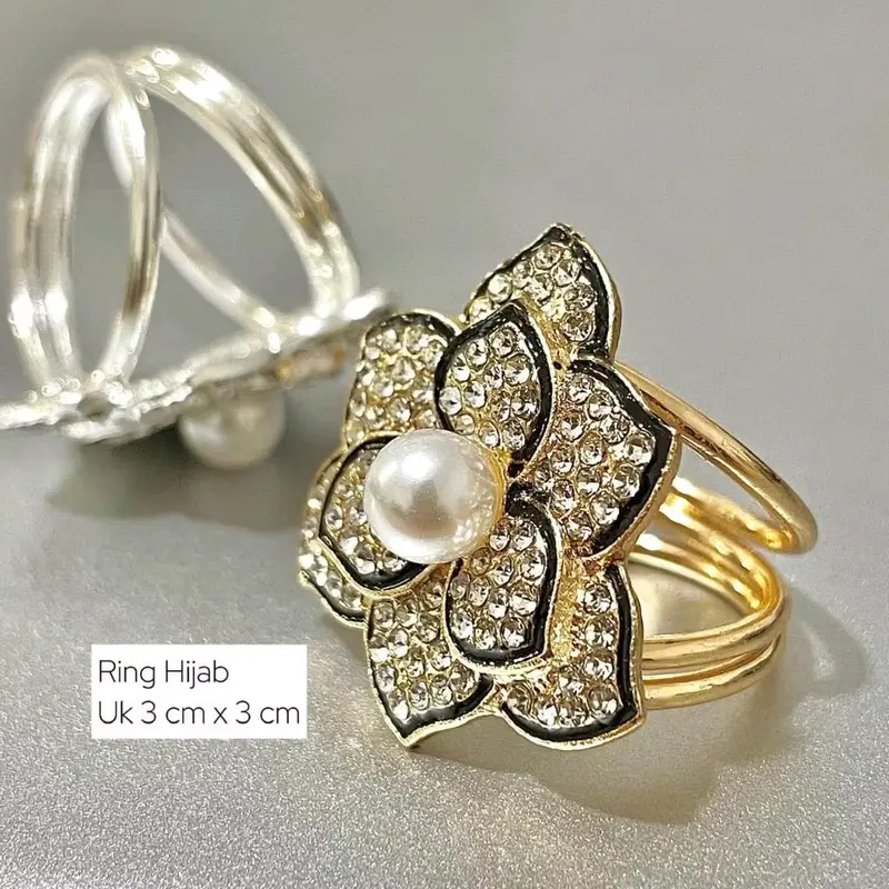 Bros Kolong Bunga Permata Mutiara Bros cincin, bros hijab Kerudung 0