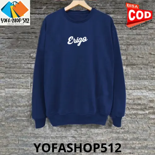 Sweater Crewneck Pria Distro ERIGO Brand Unisex Cewek Cowok Keren Bahan Tebal Switer Sablon terlaris 6