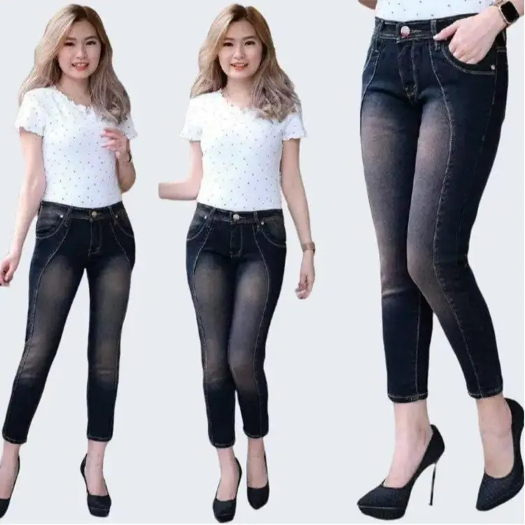 Celana Jeans Wanita Pendek 7/9 Model Serena Terbaru Bahan Denim Stretch Nyaman Dipakai Santai Warna Brown Panjang Atas Mata Kaki
