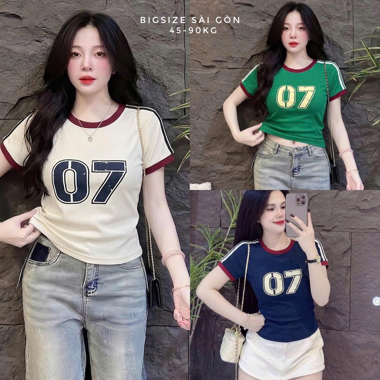 Thời Trang Bigsize Áo Thun Cổ Tròn (From Ôm Body) Phối Chữ In Cao Cấp Thanh Lịch Vải Thun Gân Tăm Bigsize Từ 45 - 90Kg Dễ Thương Top Nữ Women - B.1776