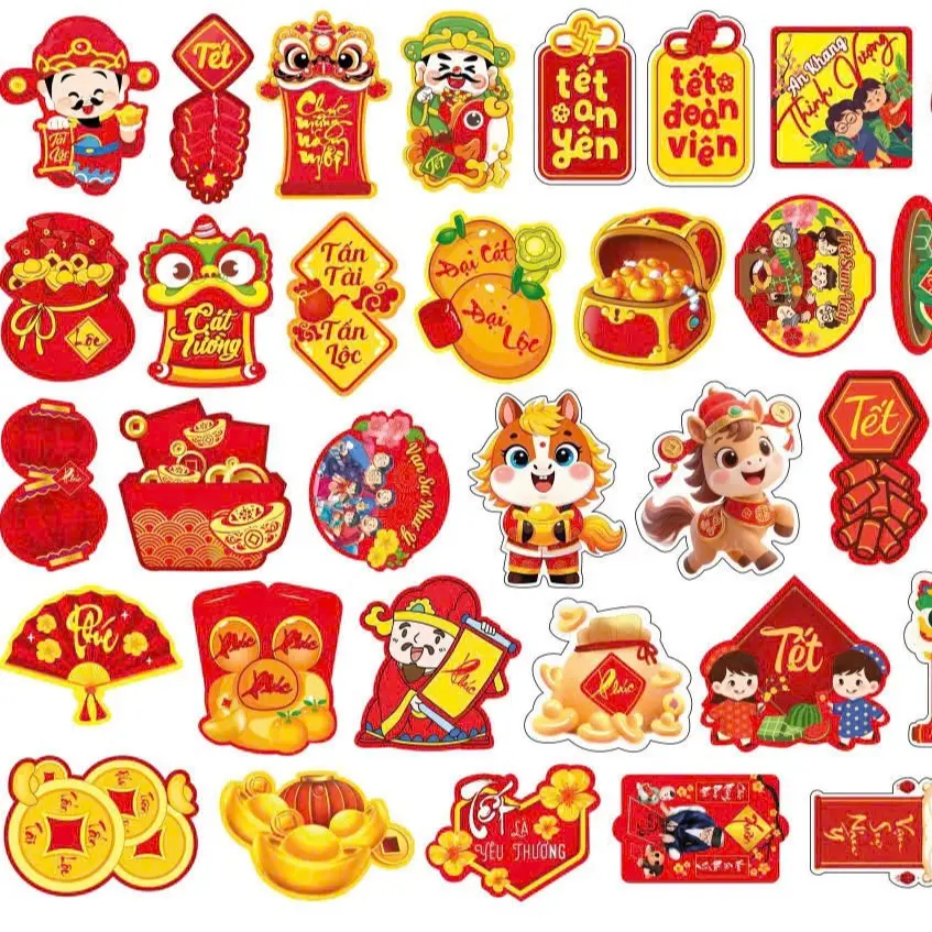 Set 50 thẻ treo 2 mặt kèm dây treo decor trang trí Tết mẫu mới 2026 (kèm dây)