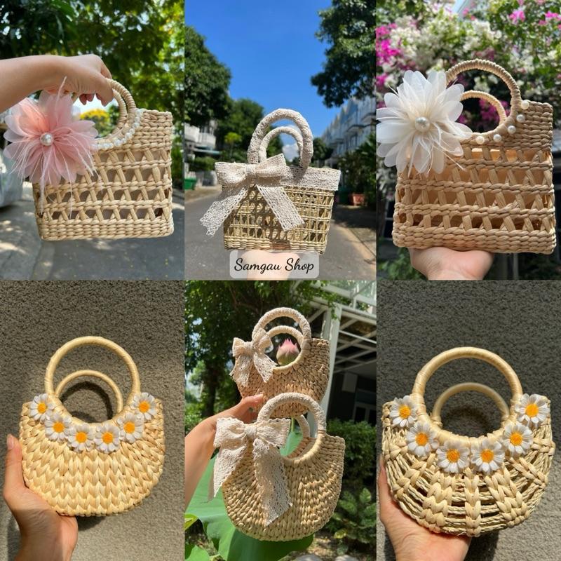  Túi cói túi lục bình xinh xắn cho Mẹ và bé phong cách Vintage đi biển chụp ảnh decor kiểu dáng siêu đẹp 