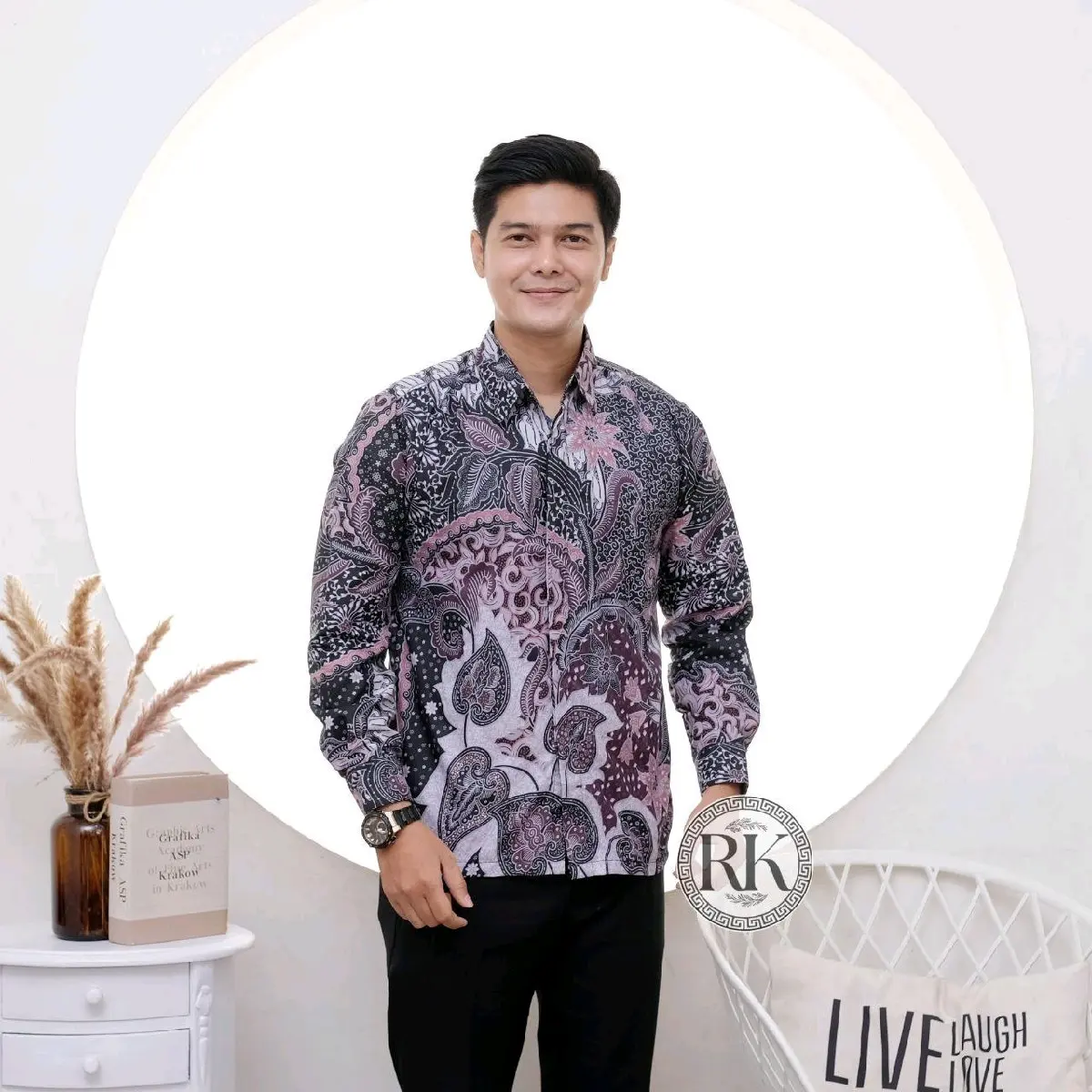 Bajubatik keren Kemeja batik Lengan panjang pria atasan pria motif batik