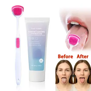 50g Gel Pembersih Lidah + Sikat Lidah Melawan Nafas Bau Dan Panas Dalam Tongue Cleaner Alat Anak Pembersih Lidah Dewasa Tongue