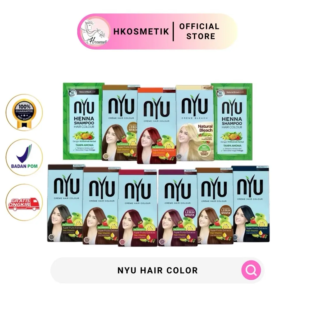 ￼Nyu Henna Shampoo Hair Colour Natural Brown | Nyu Hair Color Natural - Shampoo Pewarna