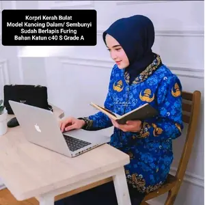 BLOUSE KORPRI KERAH HITAM BULAT / SERAGAM GURU BLUS KOPRI / BAJU KORPRI WANITA TERBARU 2026 / KORPRI WANITA BAHAN KATUN C40 LAPIS FURING