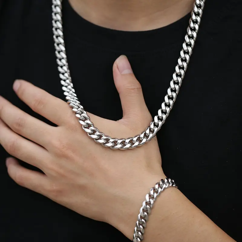 thumbnail image 2 of Trendsmax Solid Stainless Steel Square Snake Chain Necklace – 22 Inch – Silver, Various Widths 2 of 4