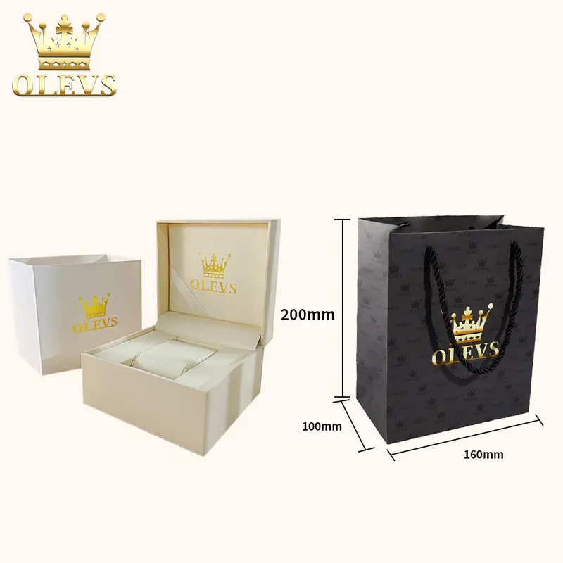 OLEVS Jam Tangan Original Kulit Boxes Fashion Kotak Berkualitas Tinggi Cod Hadiah 6