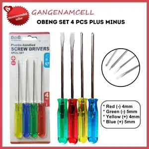 Obeng Set 4Pcs Screwdriver Tools Plus Minus 4mm 5mm Multifungsi 4 in 1