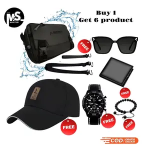 Tas Selempang Pria Termurah dengan Gratis 5 Produk dan Bisa Bayar Ditempat - Cowo, Cowok Slingbag Hitam