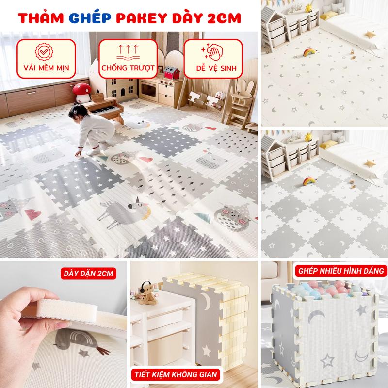 Thảm Xốp Ghép Cao Cấp Pakey Thảm XPE Lót Sàn Cho Bé Dày Dặn 2cm Màu Sắc Đa Dạng Họa Tiết Ngộ Nghĩnh Thảm Nằm Chơi Đồ Chơi Toys