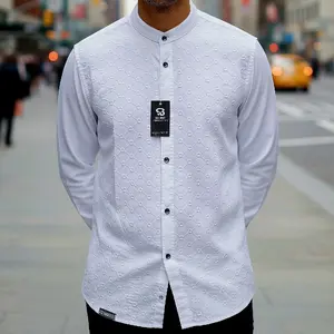 Asb-Baju Busana Muslim Koko Pria Dewasa Kemko Brokat Bordir Manset Slim fit Lengan Panjang Atasan Formal Terbaru Kemeja Premium Quality