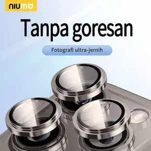 Titanium Mewah Pelindung Kamera untuk IPhone 13 14 15 11 12 Pro Max 14 15 Plus 12 13 mini Aksesori Perlindungan Lensa Kaca Tempered Ponsel