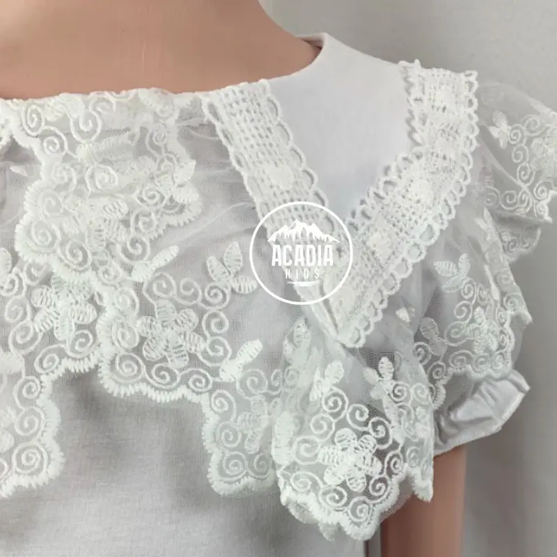 acadiakids Atasan Anak Perempuan Blouse ZALINA Kerah Brukat Lengan Pendek Premium Fashion 6